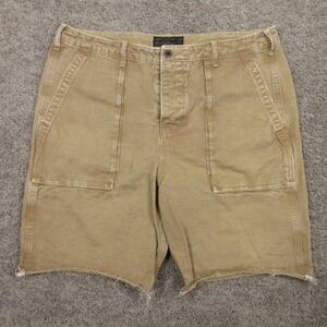 Abercrombie & Fitch Shorts Mens 34 Tan Faded Canvas Workwear Outdoor Military